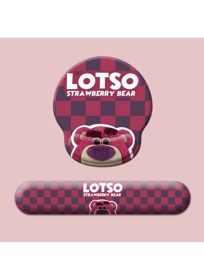 Generic - Combination Silicone Suit Wrist Pad Keyboard Hand-held Strawberry Bear Cute Anime Two-piece Wrist Pad Hand-held Mouse Pad-Colour:Product+opp Bag Packaging-Pattern:G07+G24-MH030-14 - Image 1