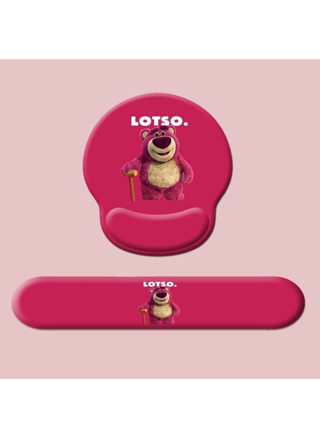 Generic - Combination Silicone Suit Wrist Pad Keyboard Hand-held Strawberry Bear Cute Anime Two-piece Wrist Pad Hand-held Mouse Pad-Colour:Product+opp Bag Packaging-Pattern:G07+G24-MH030-14 - Image 1