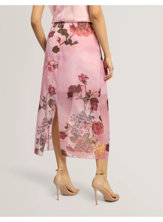 Ted Baker  Printed Organza Overlay Midi Skirt for Women | Best Price UAE