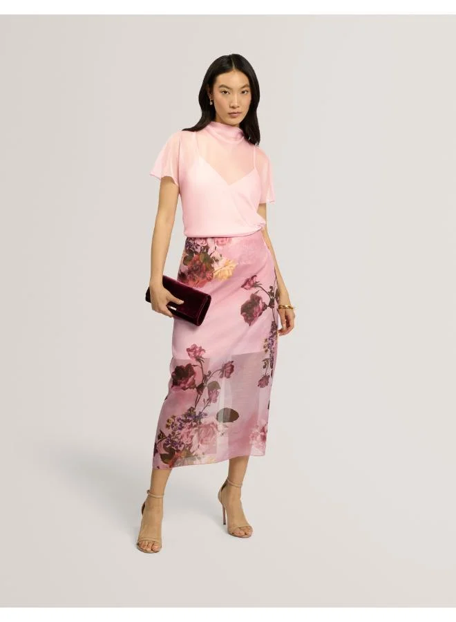 Ted Baker  Printed Organza Overlay Midi Skirt for Women | Best Price UAE