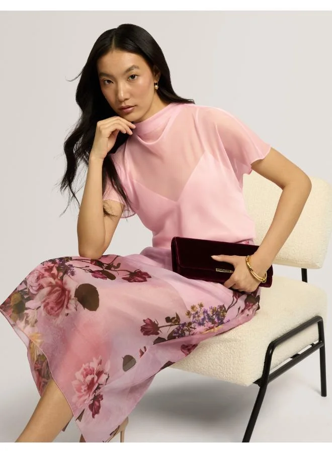 Ted Baker  Printed Organza Overlay Midi Skirt for Women | Best Price UAE