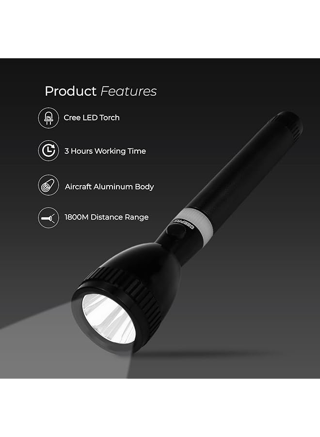 GEEPAS Rechargeable LED Flashlight Portable & Lightweight GFL3827 3000mAh Battery 3hrs Working Ideal for Indoor & Outdoor Activities Powerful Torch for Camping Hiking & More - Image 2