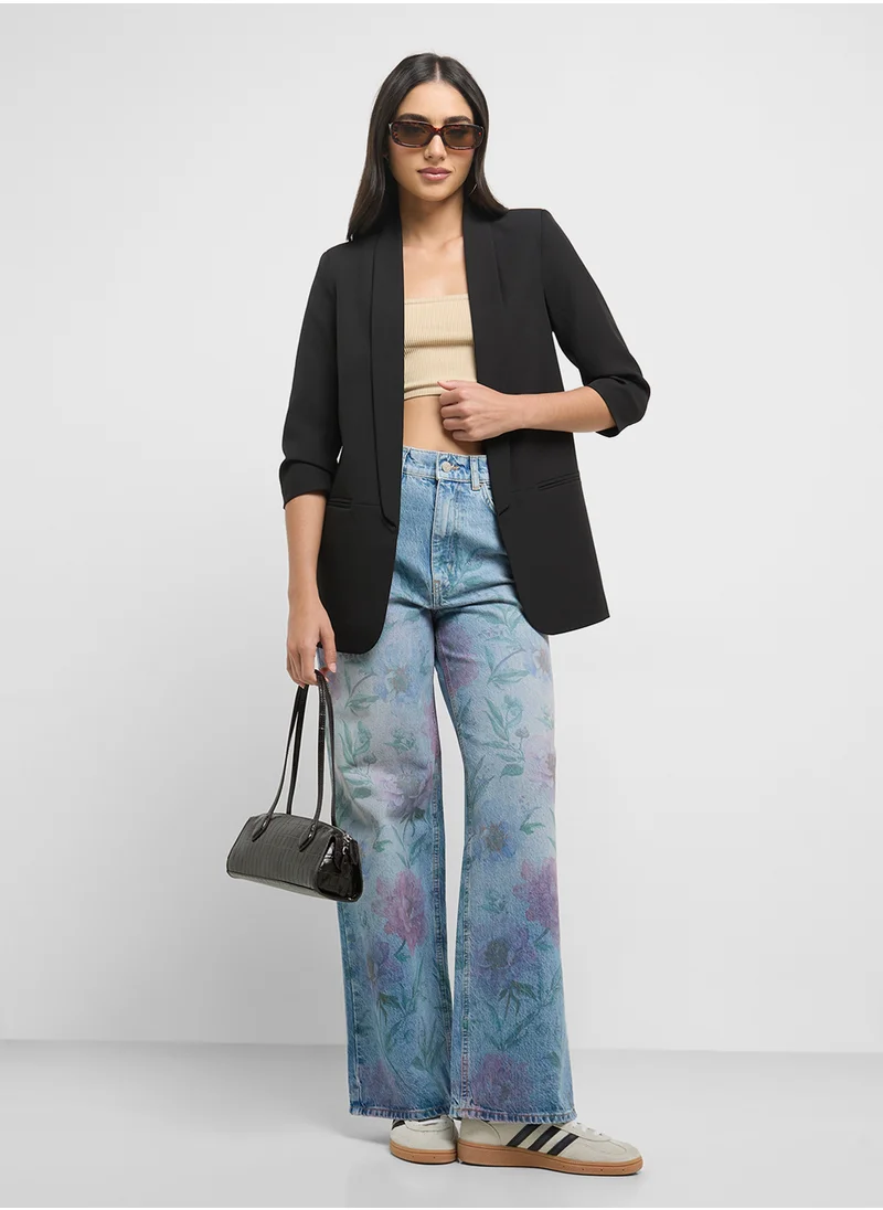 ONLY Ruched Sleeve Relaxed Fit Blazer