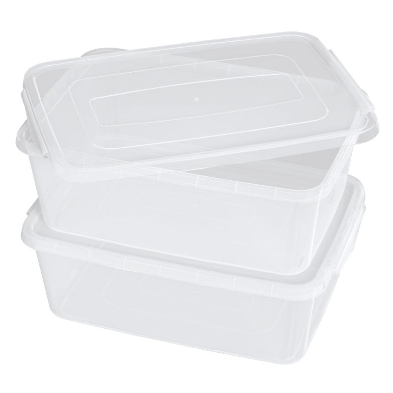 Teyyvn 16 QT Storage Container with Lid Clear Food Pizza Storage Container 2Pack