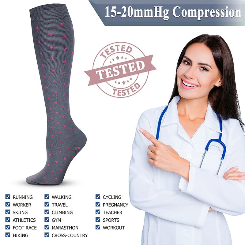 QUXIANG Copper Compression Socks for Women & Men Circulation (8 Pairs) - Best for Running Athletic Cycling - 15-20 mmHg (L/XL,Multi 27) - Image 5