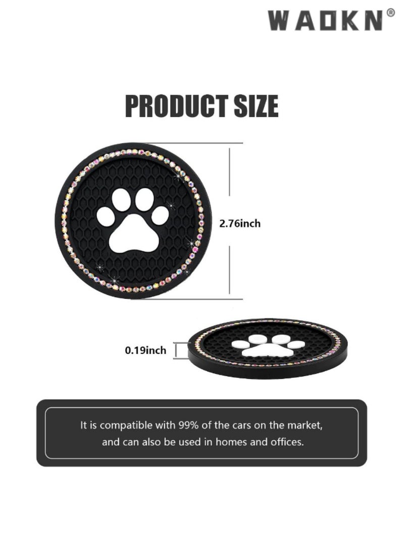 WAOKN 2 PCS Adorable Car Cup Holder Coasters,Rhinestone Embellished, Anti-Slip, Universal Fit for Cars, Stylish and Functional Beverage Holders, Easy to Clean, Durable Design for Your Drive，7 cm - Image 5