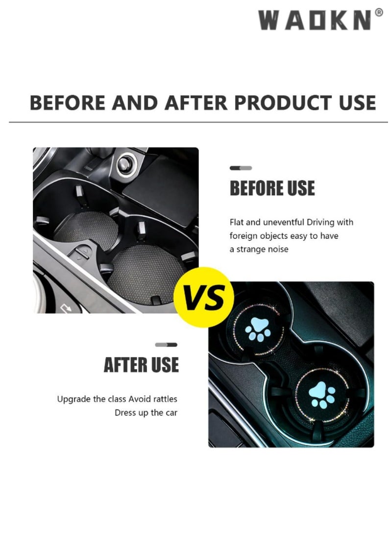 WAOKN 2 PCS Adorable Car Cup Holder Coasters,Rhinestone Embellished, Anti-Slip, Universal Fit for Cars, Stylish and Functional Beverage Holders, Easy to Clean, Durable Design for Your Drive，7 cm - Image 4