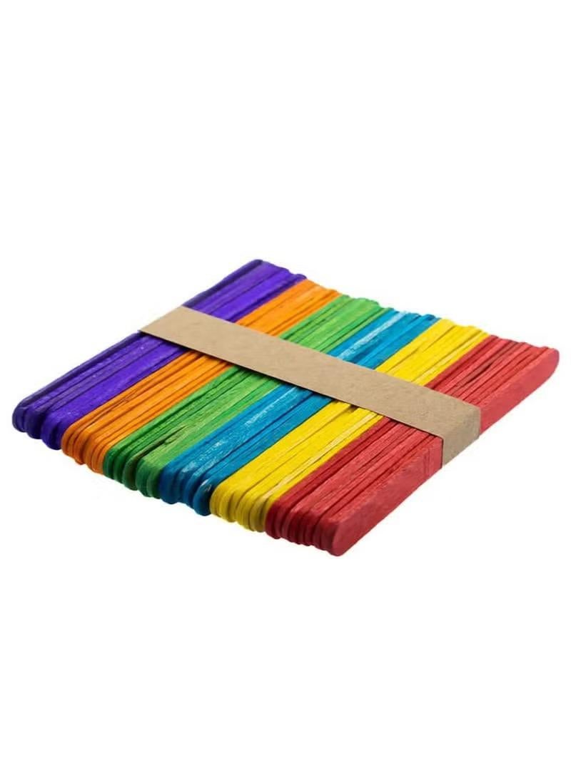 Colorful Wooden Ice Cream Sticks (50 Pieces) - Perfect for Kids' and School Crafts Projects - Image 5