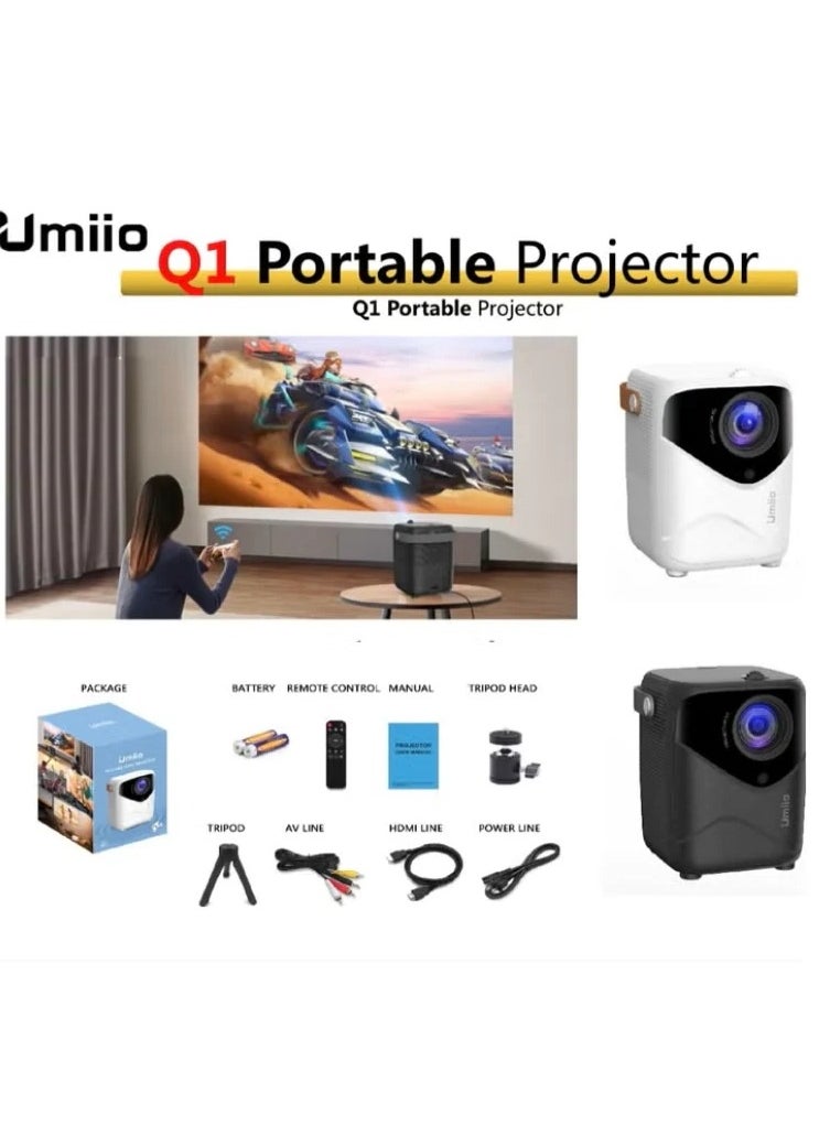 Umiio Portable Wifi Projector Android and Bluetooth Intelligent 50-150 Inches Screen Projector 1200 Lumens  - Image 2