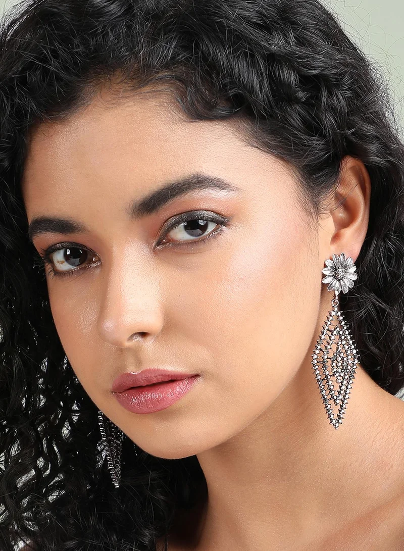 SOHI Daisy Cluster Rhombus Artificial Drop Earring Jewellery