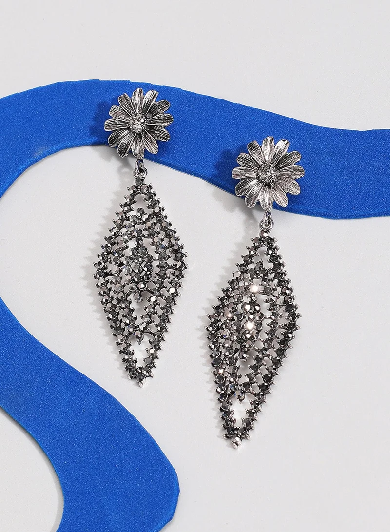 SOHI Daisy Cluster Rhombus Artificial Drop Earring Jewellery