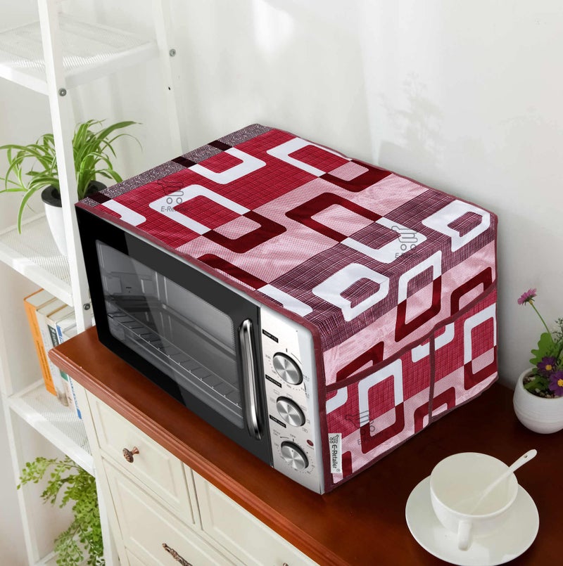 E-Retailer® Exclusive 3-Layered Polyester Combo Set of Appliances Cover (1 Pc. of Fridge Top Cover, 1 Pc. of Microwave Oven Top Cover) (Color-Purple, Design-Geometric, Set Contains-2-Pcs.) - Image 5