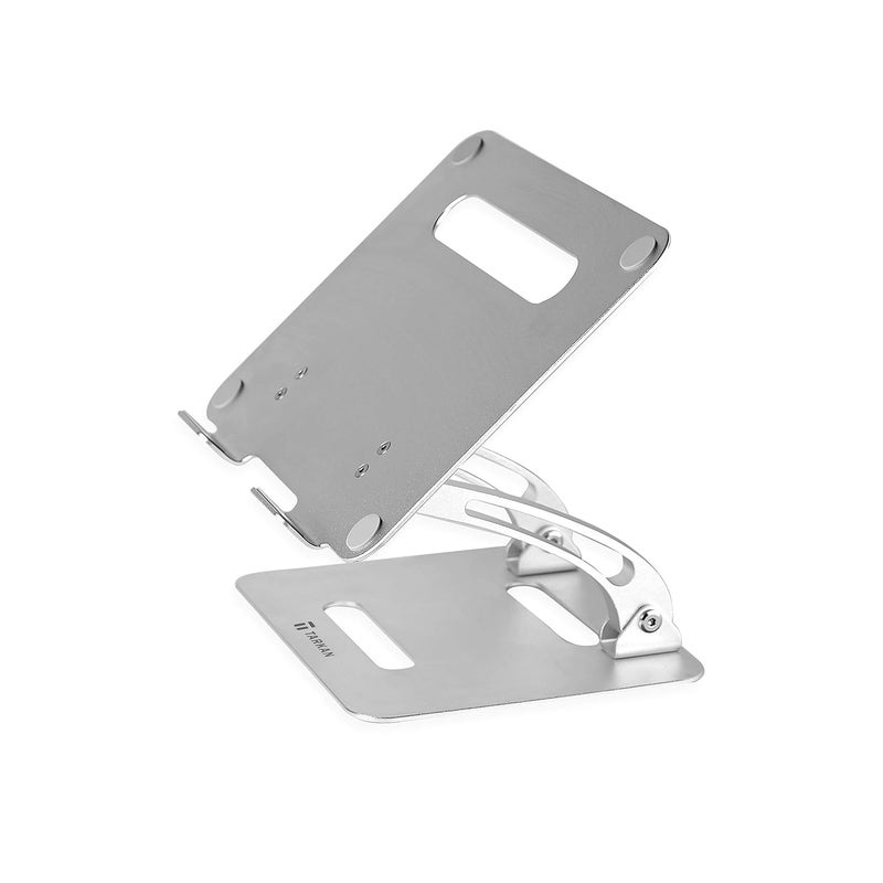 TARKAN Tabletop Folding Laptop Stand Adjustable Height Angle with Heat Ventilation for 11 to 156 inches Silver - Image 1