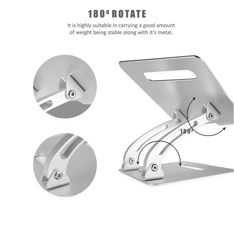 TARKAN Tabletop Folding Laptop Stand Adjustable Height Angle with Heat Ventilation for 11 to 156 inches Silver - Image 3