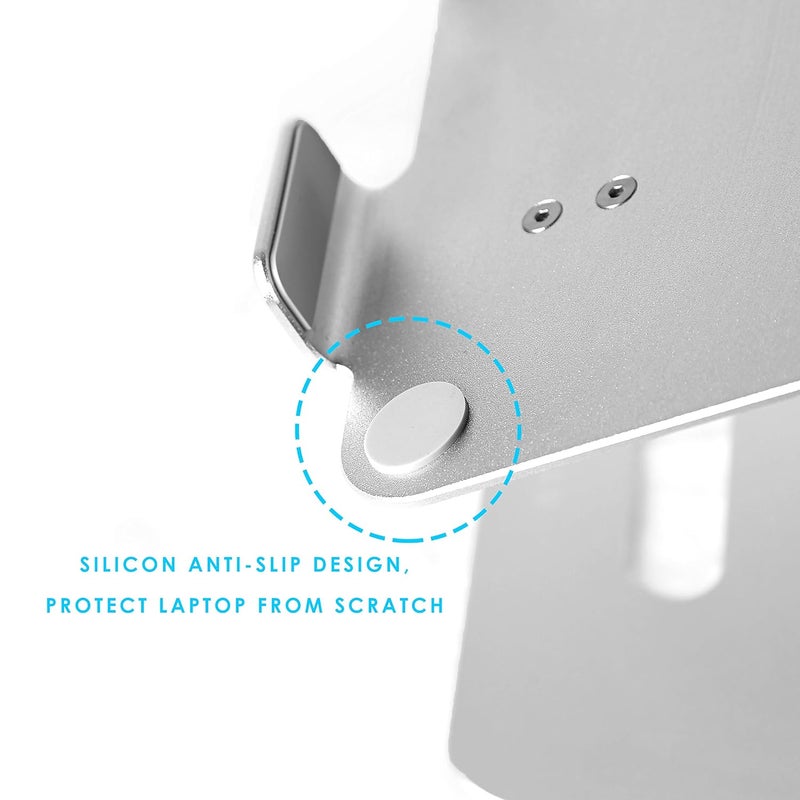 TARKAN Tabletop Folding Laptop Stand Adjustable Height Angle with Heat Ventilation for 11 to 156 inches Silver - Image 5