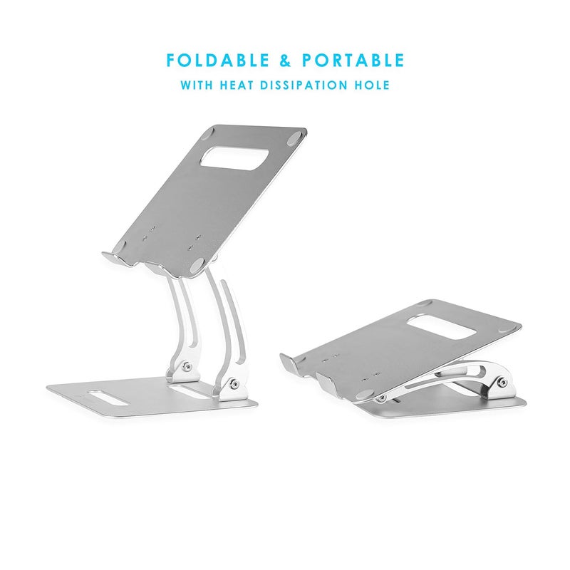 TARKAN Tabletop Folding Laptop Stand Adjustable Height Angle with Heat Ventilation for 11 to 156 inches Silver - Image 4