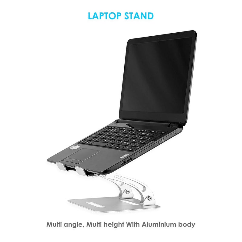 TARKAN Tabletop Folding Laptop Stand Adjustable Height Angle with Heat Ventilation for 11 to 156 inches Silver - Image 2