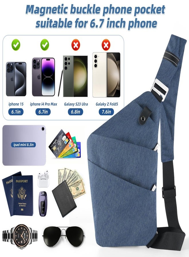VADOO Sling Bag - Anti-theft Crossbody Shoulder Bag for Men and Women, Basic Version-navy Blue, One Size, Crossbody Shoulder Bag - Image 4