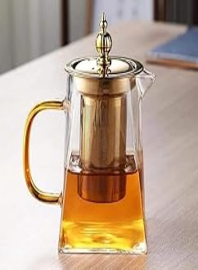 Clear Borosilicate Glass Teapot with Tea Infuser for Loose Tea, Heat Resistant and Dishwasher Safe -450ml