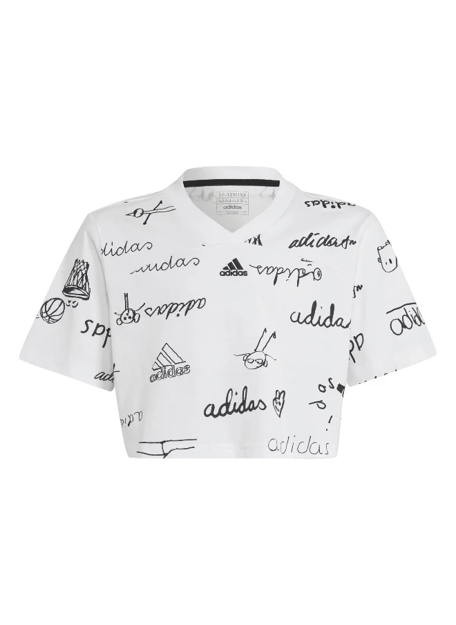 Adidas adidas Jg Bluv Cr T White Training T-Shirts 7-8Y