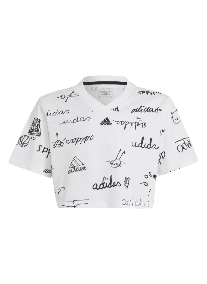 Adidas adidas Jg Bluv Cr T White Training T-Shirts 7-8Y  - Image 2
