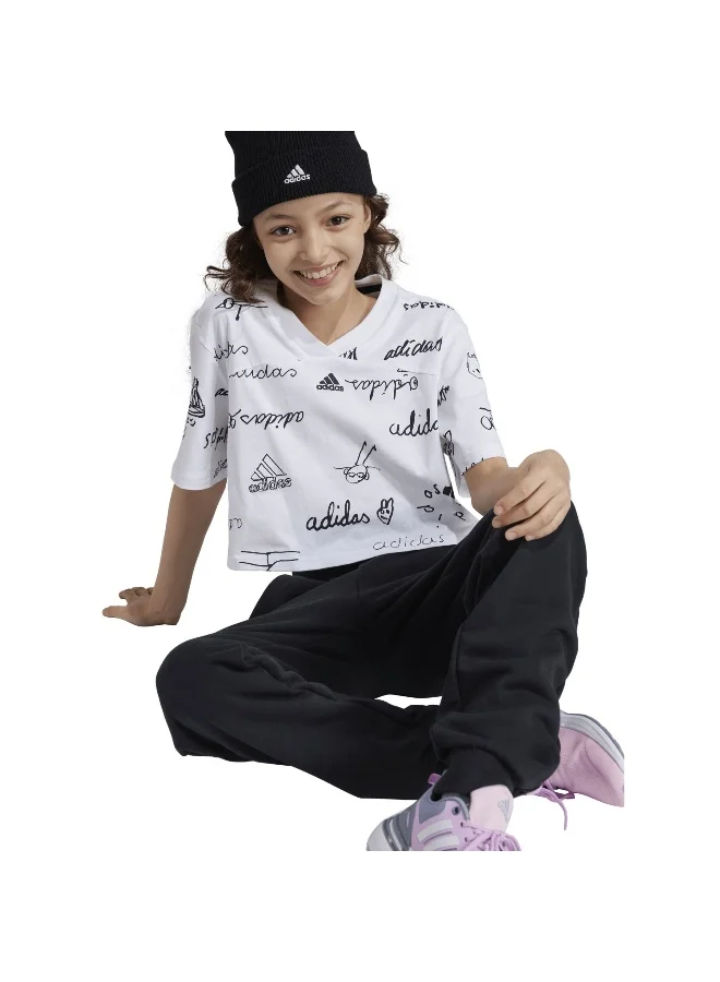 Adidas Jg Bluv Cr T White Training T-Shirts 7-8Y