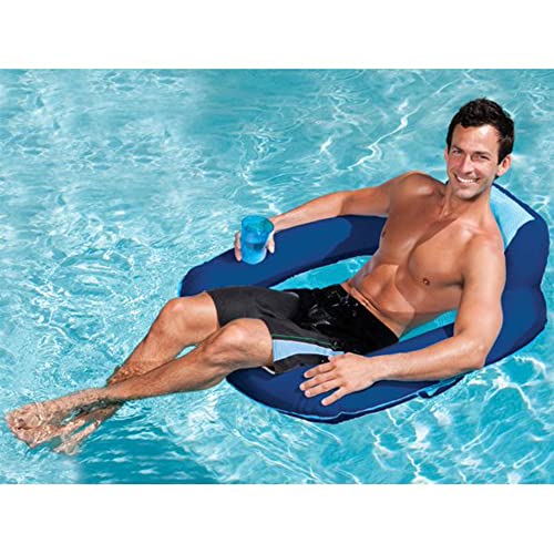 SwimWays Spring Float SunSeat Pool Lounge Chair, Inflatable Pool Floats Adult with Fast Inflation & Back Rest for Ages 15 & Up, Blue - Image 2