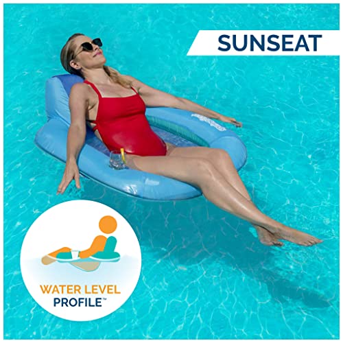 SwimWays Spring Float SunSeat Pool Lounge Chair, Inflatable Pool Floats Adult with Fast Inflation & Back Rest for Ages 15 & Up, Blue - Image 5