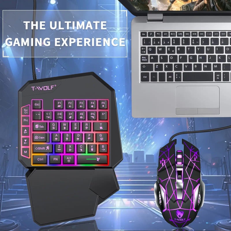 TF900 Set One Handed RGB Gaming Keyboard 35 Key Ergonomic PC Controller - Image 1