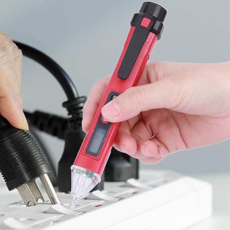 Digital Voltage Detector Pen AC12 1000V Non Contact Circuit Tester With Flashlight Low Battery Indicator Red Black - Image 5