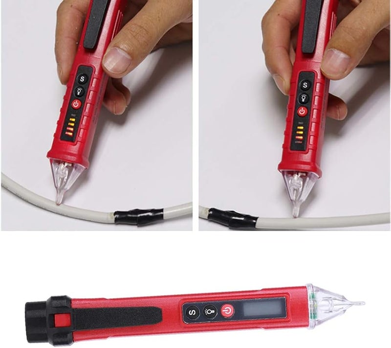 Digital Voltage Detector Pen AC12 1000V Non Contact Circuit Tester With Flashlight Low Battery Indicator Red Black - Image 4