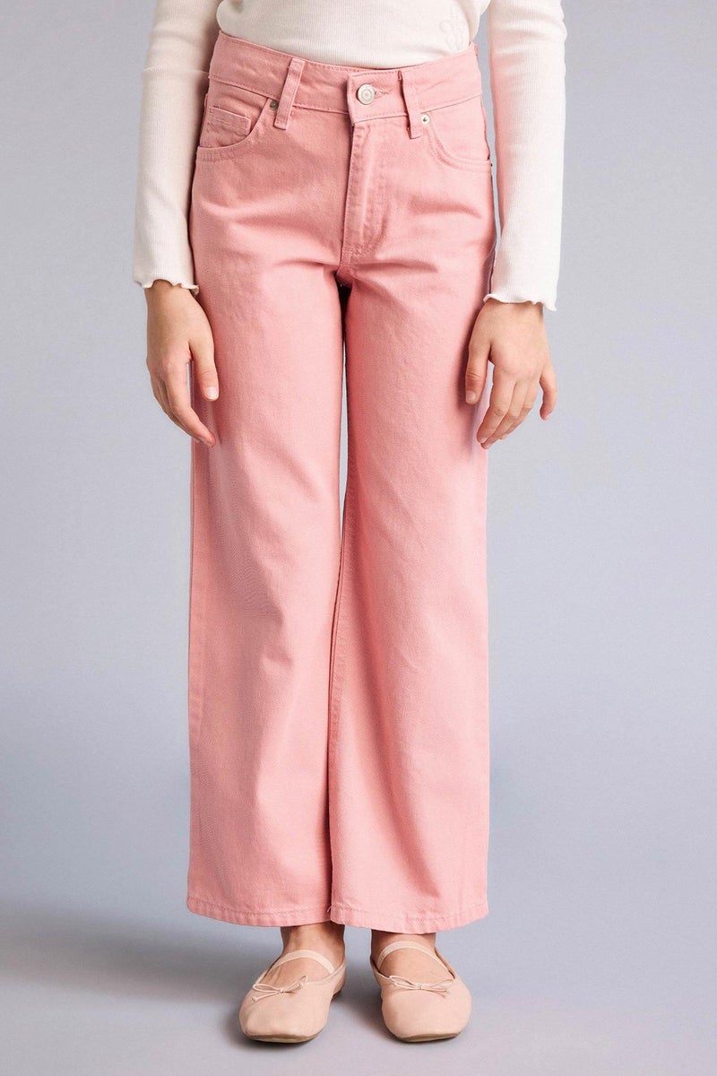DeFacto Pink Girl Girl Wide Leg Gabardine Trousers Casual - Image 4
