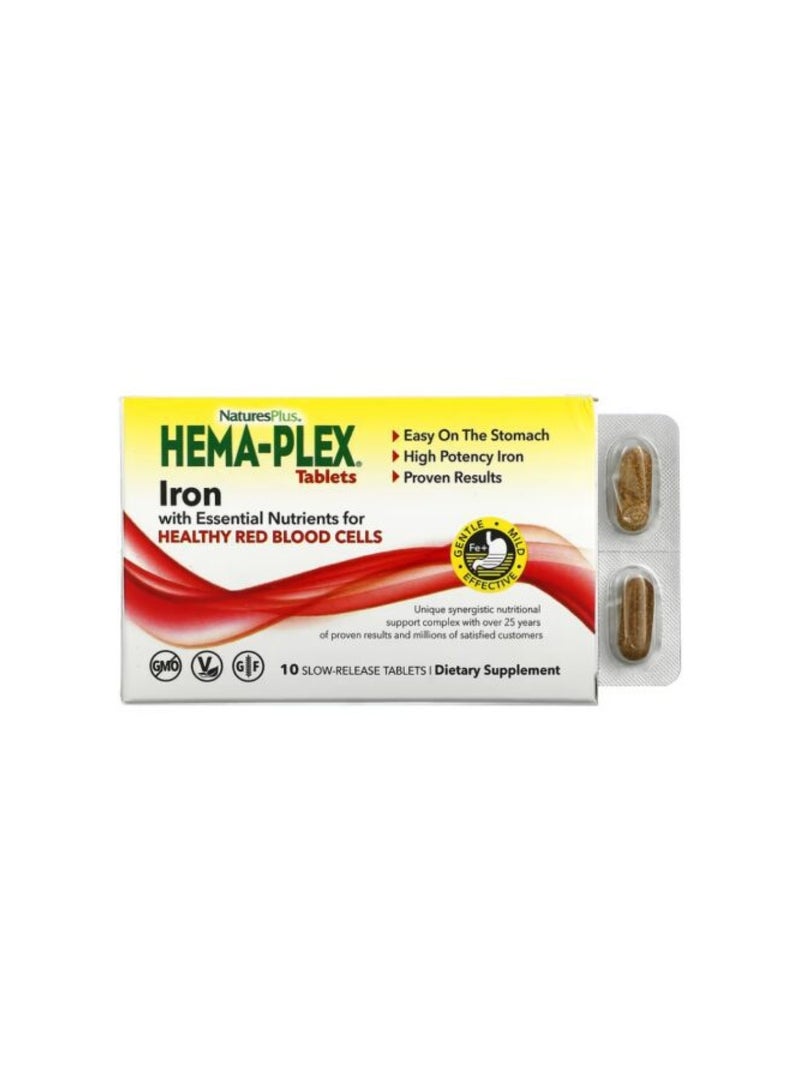 Nature's Plus Hema-Plex Iron with Essential Nutrients 10 Tablets