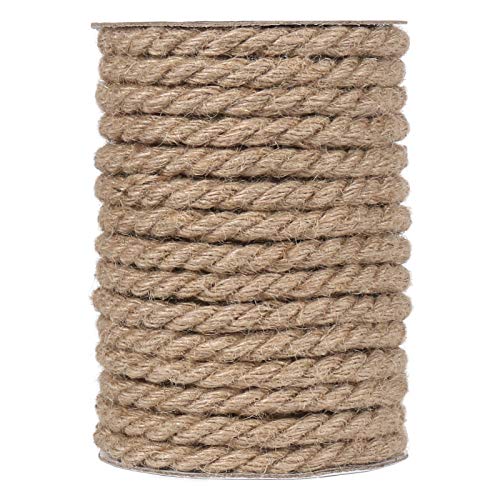Tenn Well 10mm Jute Rope, 50 Feet 3/8 inch Heavy Duty and Thick Twine Decorative Rope for Crafting, Cat Scratch Post, Gardening, Farmhouse Decor, Home Decor - Image 1