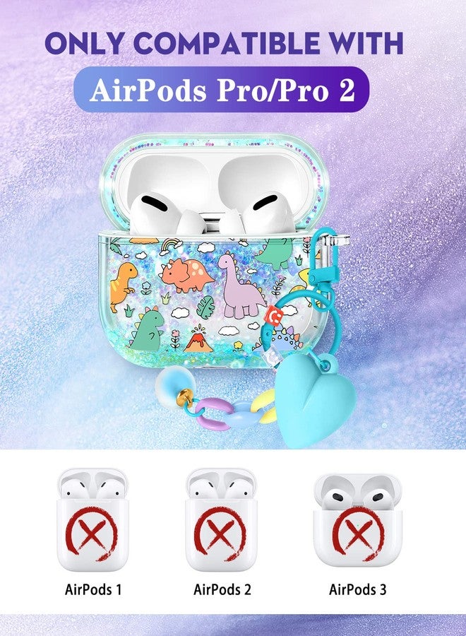 Kokaaee غطاء حماية أنيق من Kokaaee لسماعات AirPods Pro و Pro 2، بتصميم جذاب وجميل، مناسب للنساء والفتيات، مزين ببريق سائل لامع، مع سلسلة مفاتيح، متوافق مع موديلات Y2K لسماعات Apple AirPods Pro 1/2 - Image 2