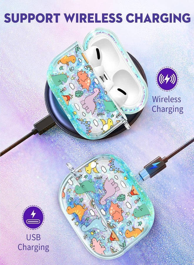 Kokaaee غطاء حماية أنيق من Kokaaee لسماعات AirPods Pro و Pro 2، بتصميم جذاب وجميل، مناسب للنساء والفتيات، مزين ببريق سائل لامع، مع سلسلة مفاتيح، متوافق مع موديلات Y2K لسماعات Apple AirPods Pro 1/2 - Image 5