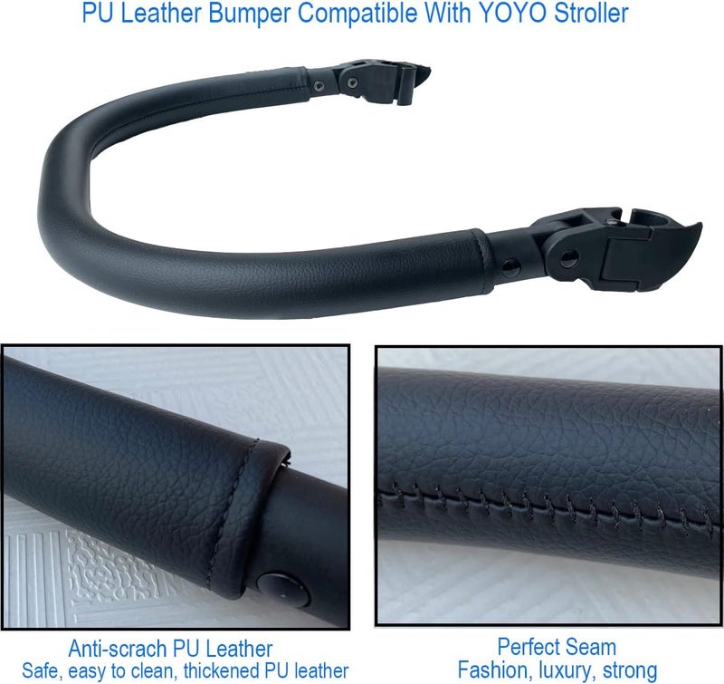 Feliliber PU Leather Stroller Bumper Bar Compatible with Stokke YOYO3, YOYO2 & Babyzen YOYO+, Foldable Armrest Handle Attachment, for All YOYO Models - Image 4