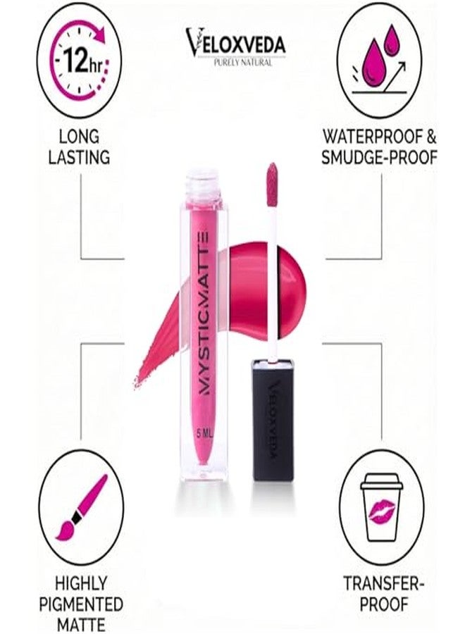 Veloxveda Mystic Matte Liquid Lipstick - Deep Berry (Shade-06), 5ml - Sophisticated Mauve Berry, Long Lasting, Waterproof & Smudge-Proof Matte Finish - Image 4