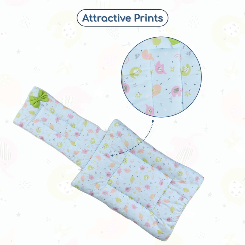 POLKA TOTS Elephant Printed Cotton Sateen Bow Baby Sleeping Bag Cum Baby Nest- Breathable Fabric for 0-6 Month, Travel-Friendly Newborn Sleeping Solution, Safe for Year-Round Use (Blue, 65X35X12cm) - Image 5