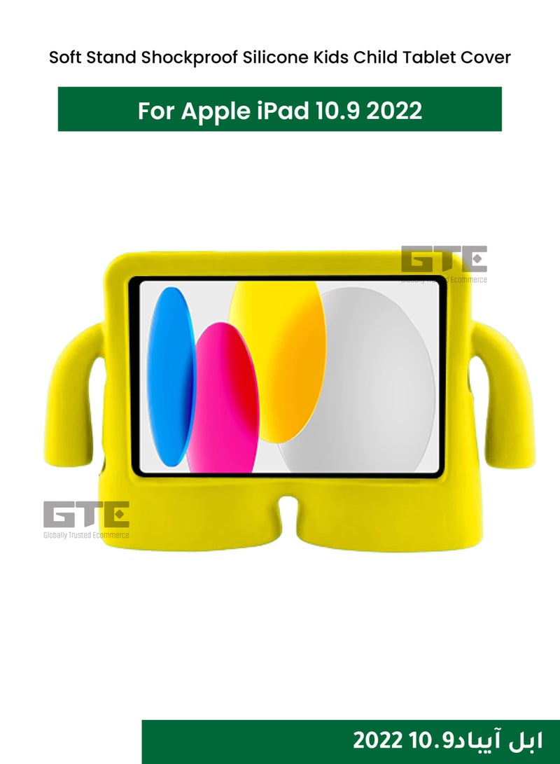 Soft Stand Shockproof Silicone Kids Child Tablet Cover for Apple iPad 10.9 2022-Yellow