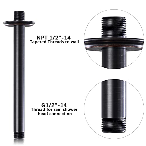 Anpean 8 Inch Shower Arm and Flange Oil Rubbed Bronze, Ceiling Mounted Shower Arm for Rain Shower Head - Image 4