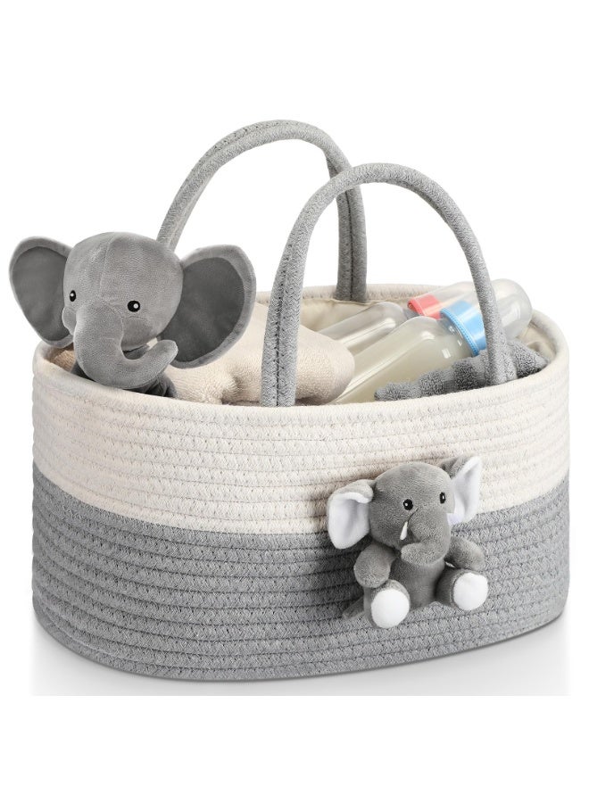 LEFAFA Baby Diaper Caddy Organizer, Cotton Rope Baby Gift Basket with Handle, Portable Diaper Organizer for Changing Table, Diaper Nursery Storage Organizer, Baby Shower Gifts for Boy or Girl Newborn - Image 1