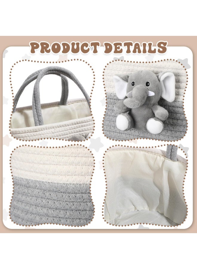 LEFAFA Baby Diaper Caddy Organizer, Cotton Rope Baby Gift Basket with Handle, Portable Diaper Organizer for Changing Table, Diaper Nursery Storage Organizer, Baby Shower Gifts for Boy or Girl Newborn - Image 2