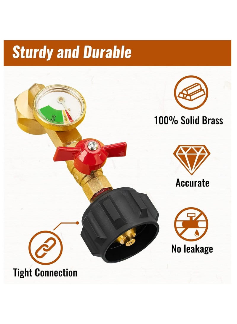 KASTWAVE Propane Refill Adapter with Valve and Gauge, Easily Fill 1lb Bottles from 20lb Tank - Compatible with QCC1/Type1 Propane Tanks and Disposable 1lb Cylinders - Safe Propane Bottle Connector - Image 2