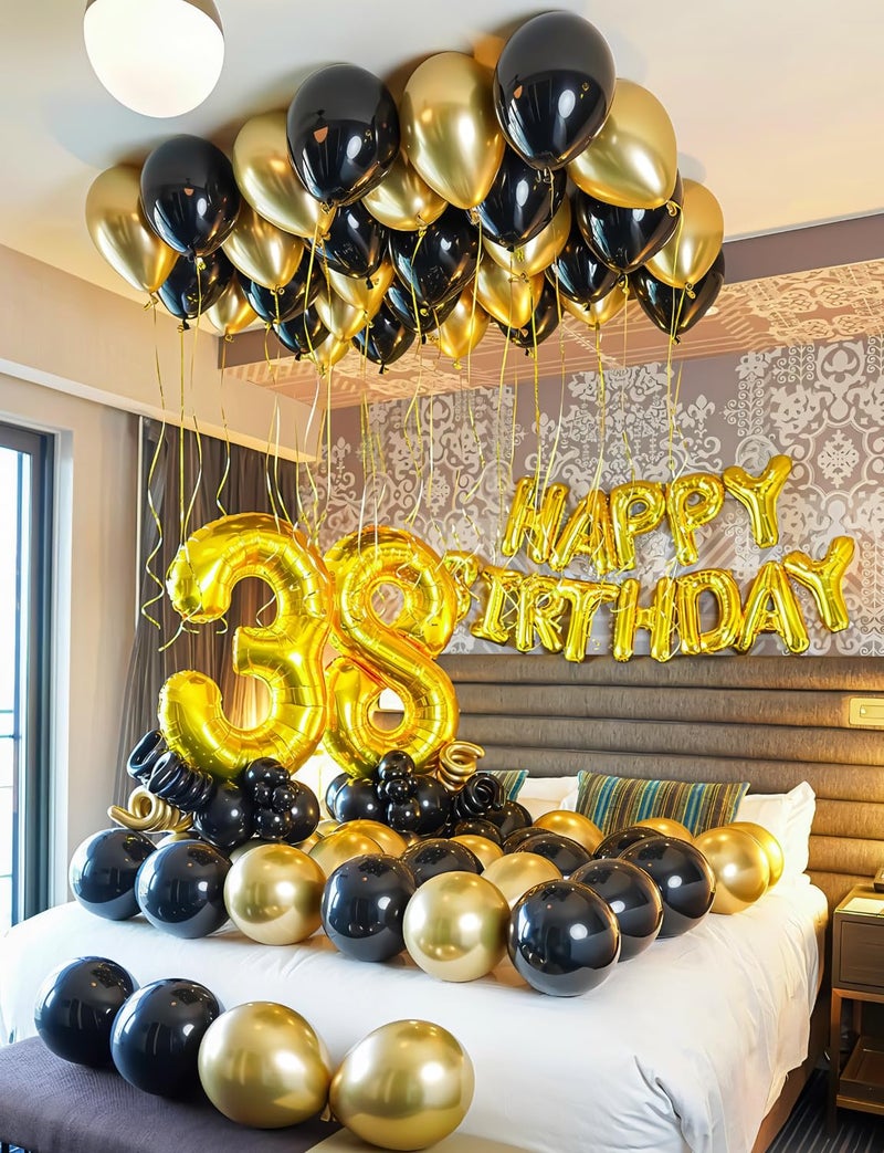 Haolongfa Black and Gold Balloons Arch Garland Kit, 129 Pcs 18/12/10/5 In Black Gold Balloons Confetti Balloon, Happy New Year Balloon Arch kit for New Years Decorations 2026,Birthday, Retirement, Anniversary - Image 5