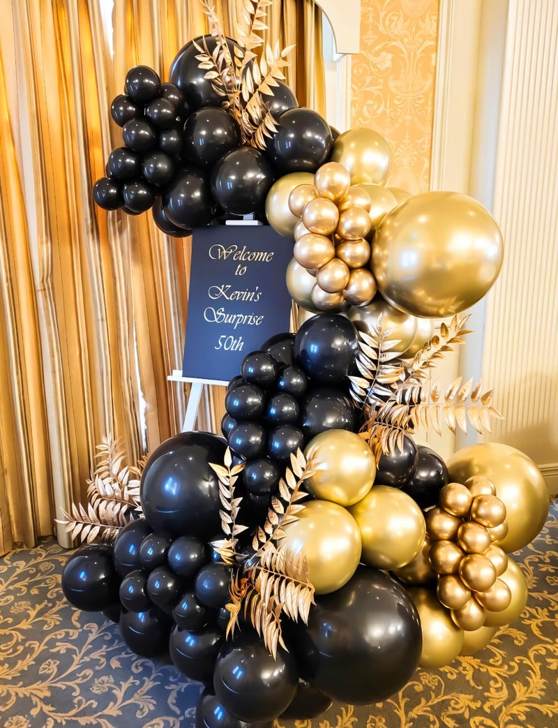 Haolongfa Black and Gold Balloons Arch Garland Kit, 129 Pcs 18/12/10/5 In Black Gold Balloons Confetti Balloon, Happy New Year Balloon Arch kit for New Years Decorations 2026,Birthday, Retirement, Anniversary - Image 3