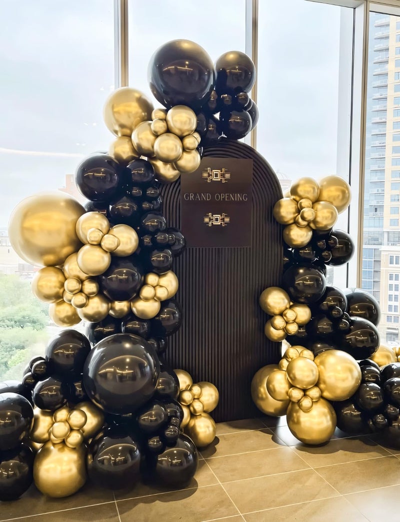 Haolongfa Black and Gold Balloons Arch Garland Kit, 129 Pcs 18/12/10/5 In Black Gold Balloons Confetti Balloon, Happy New Year Balloon Arch kit for New Years Decorations 2026,Birthday, Retirement, Anniversary - Image 2
