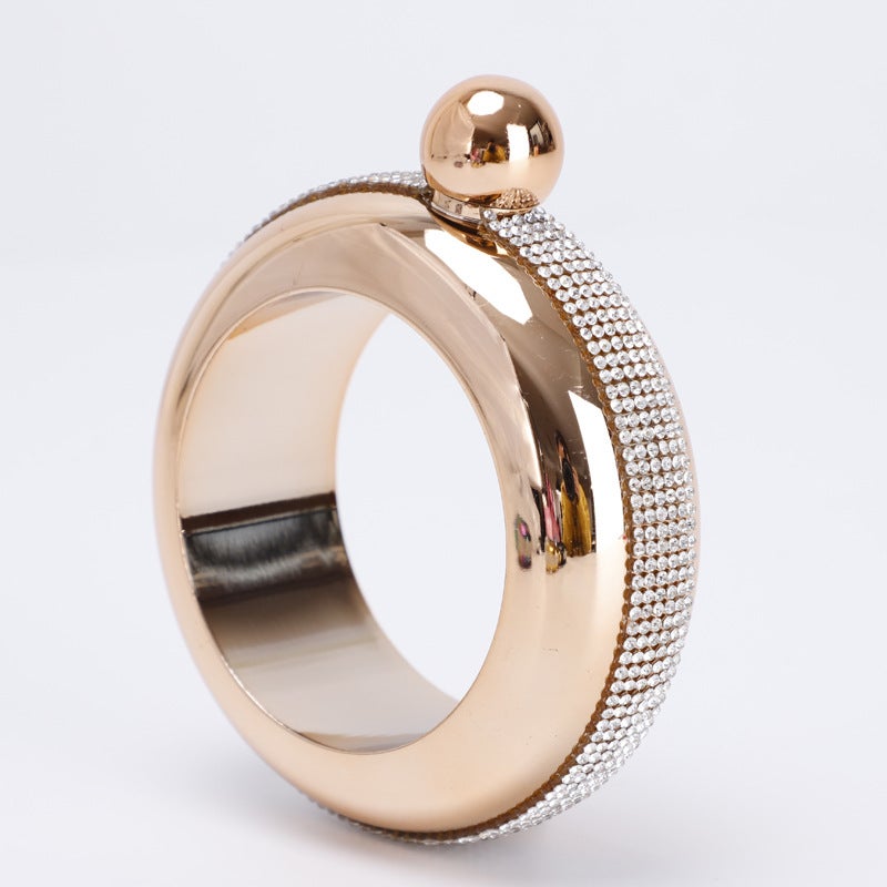 Stainless Steel 3.5oz Bracelet Flask for Women Rose gold sticker + ordinary cover - Image 1