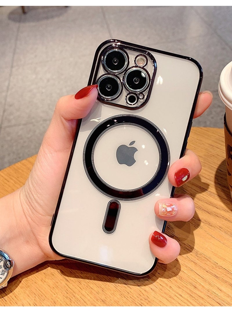 LEEKA - iphone case for apple iPhone Luxury Lens Protective back cover High End Shine Glow Slim TPU Back Cover with camera protection Design back cover Case Black - Image 1