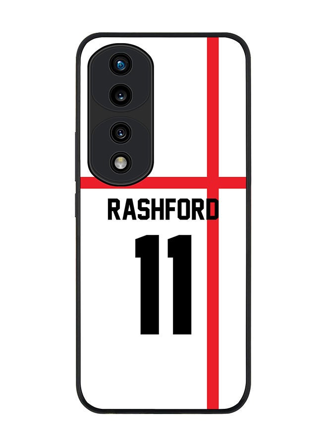 Stylizedd Rugged Black edge case for Honor 70 Pro Slim fit Soft Case Flexible Rubber Edges Anti Drop TPU Gel Thin Cover - Football Team - England Player Name - Rashford - Image 1